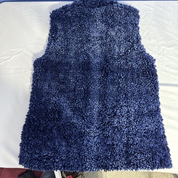 Simply Southern Vest Womens L Blue Blue Faux Fur Full Zip Pockets Sleeveless - Picture 7 of 10
